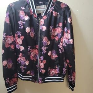 Arizona Jean Company Black Floral Bomber Jacket